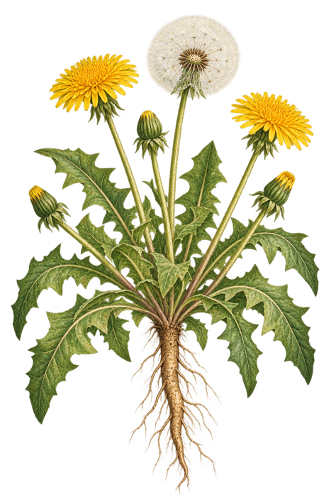 Botanical illustration of Dandelion
