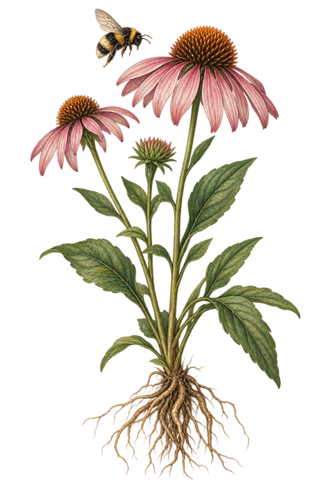 Botanical illustration of Echinacea